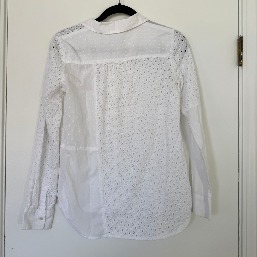 Sundance Womens‎ White Cotton Eyelet Lace Swiss Dot Patchwork Button Shirt XS - Picture 6 of 8